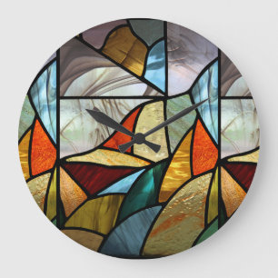 Grande Horloge Ronde Verre multicolore Abstrait
