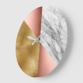 Grande Horloge Ronde Verre rose blanc en marbre gris de Carrare d'or (Angle)