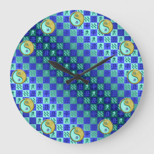 Grande Horloge Ronde Verseau & Bœuf Métal