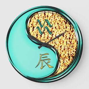 Grande Horloge Ronde Verseau & Dragon de Feu