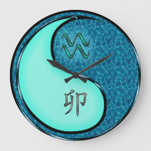 Grande Horloge Ronde Verseau & Lapin d'Eau