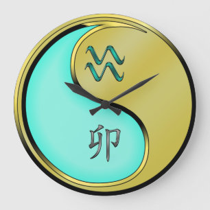 Grande Horloge Ronde Verseau & Lapin Métal