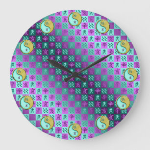 Grande Horloge Ronde Verseau & Métal Sanglier