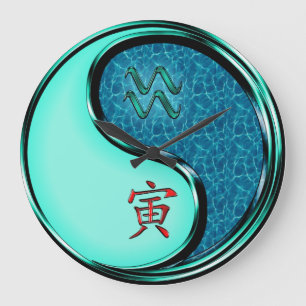 Grande Horloge Ronde Verseau & Tigre d'eau