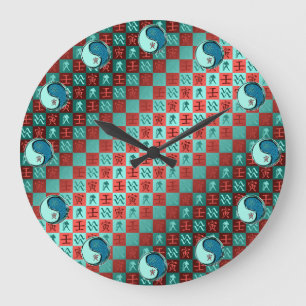 Grande Horloge Ronde Verseau & Tigre d'eau