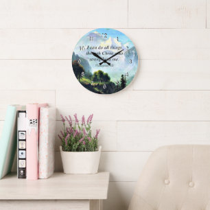 Grande Horloge Ronde verset biblique, Phil 4:13, Je peux faire toutes c