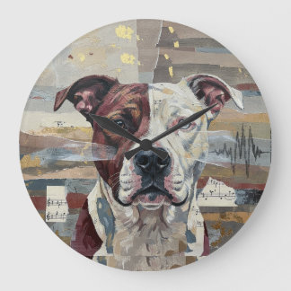 Grande Horloge Ronde Version 1 de l'art abstrait Pitbull