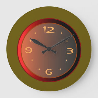 Grande Horloge Ronde Vert atmosphérique avec effets de lumière rouge
