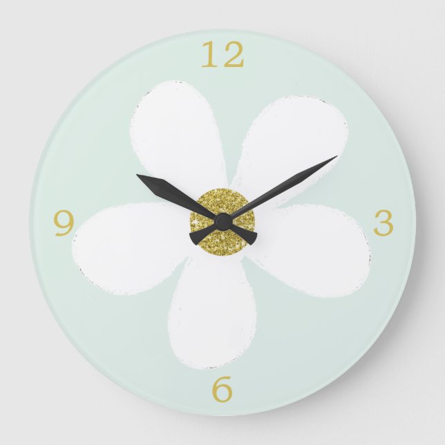 Grande Horloge Ronde Vert Blanc Simple Maisy Or (Recto)