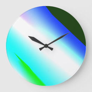 Grande Horloge Ronde Vert bleu arc-en-ciel texture abstraite motif art 
