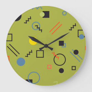 Grande Horloge Ronde Vert, moderne, cool, tendance, urbain, Memphis mot