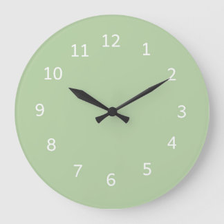 Grande Horloge Ronde Vert pistache couleur pastel clair minimaliste
