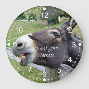 Grande Horloge Ronde Veste originale drôle âne Mule animal de ferme