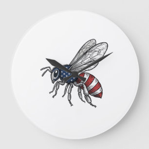 Grande Horloge Ronde Vêtement graphique vectoriel abeille patriotique v