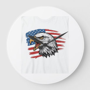 Grande Horloge Ronde Vêtement vectoriel patriotique vintage Eagle Flag_