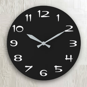 Grande Horloge Ronde Vibe Rétro Noir et Blanc