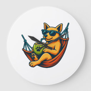 Grande Horloge Ronde Vibes de chiot tropical