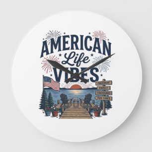 Grande Horloge Ronde Vibes de la vie américaine T-shirt vectoriel du la