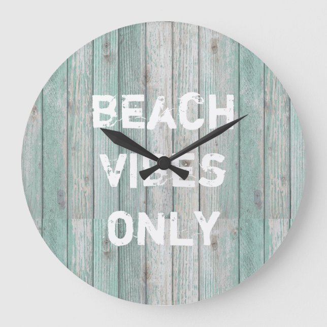 Grande Horloge Ronde Vibes De Plage Uniquement Cottage En Bois (Recto)