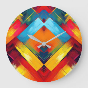Grande Horloge Ronde Vibes vintages Dans Les Couleurs : Formes Géométri