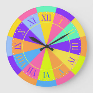 Grande Horloge Ronde Vibrant Color Wheel Big Roman