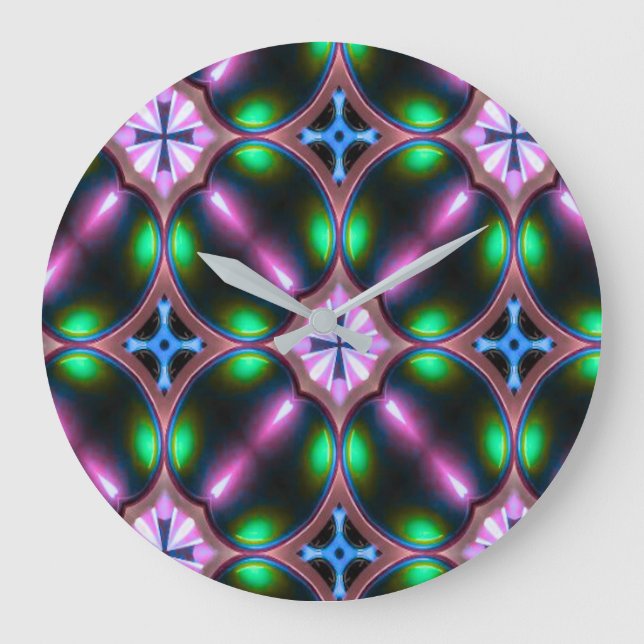 Grande Horloge Ronde Vibrant Modern Geometric Abstract (Recto)