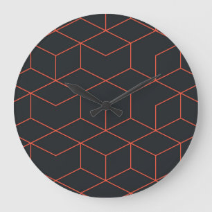 Grande Horloge Ronde Vibrant, rétro, simple, cool, tendance motif cube