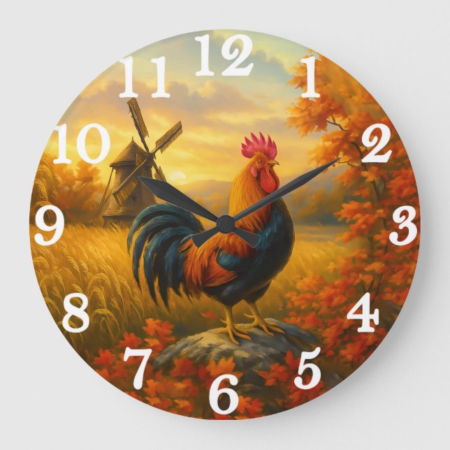 Grande Horloge Ronde Vibrant rooster in golden harvest (Recto)