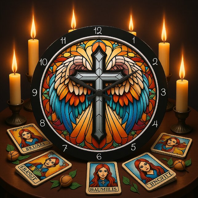Grande Horloge Ronde Vibrant Winged Cross (Créateur téléchargé)