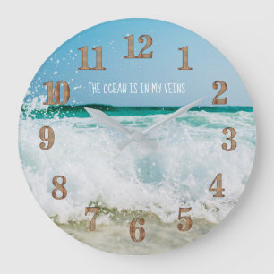 Grande Horloge Ronde Vie côtière Surfeurs Ocean Sea Life Citation perso