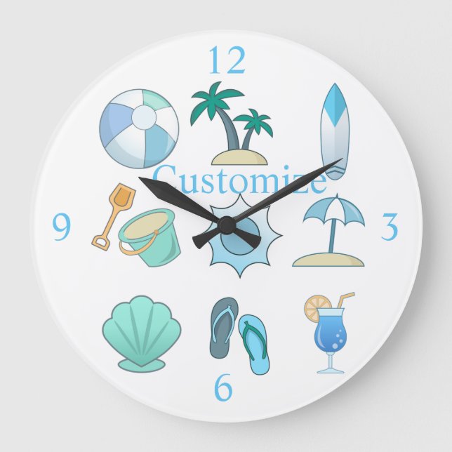 Grande Horloge Ronde Vie sur la plage Thunder_Cove (Recto)