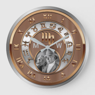 Grande Horloge Ronde Vierge de monogramme d'anniversaire d'argent de