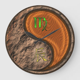 Grande Horloge Ronde Vierge & Dragon de Bois