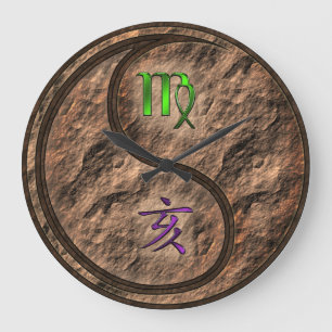 Grande Horloge Ronde Vierge & Sanglier de Terre