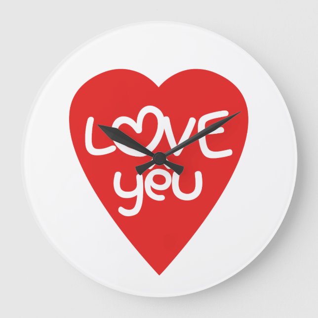 Grande Horloge Ronde Vietnamien Valentine Love Yêu Asian Wordplay (Recto)