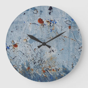 Grande Horloge Ronde Vieux corrode de tôle bleu fer