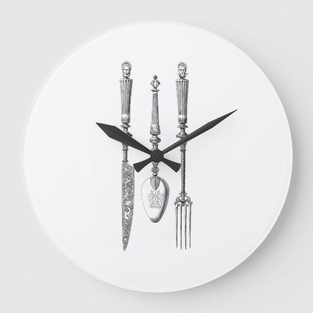 Grande Horloge Ronde Vieux couverts de 1800s de couteau de fourchette (Recto)