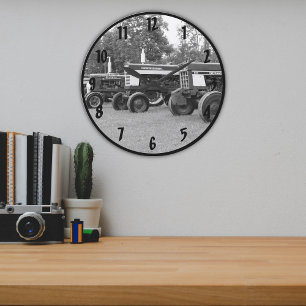 Grande Horloge Ronde Vieux Tracteur Monochrome Fer 2016