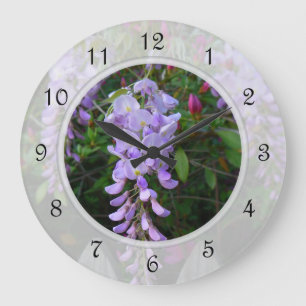 Grande Horloge Ronde Vigne à fleurs pourpre de la Wisteria