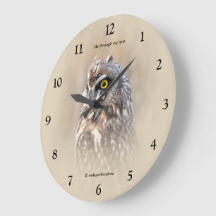 Grande Horloge Ronde Vignette époustouflante de Hibou des marais