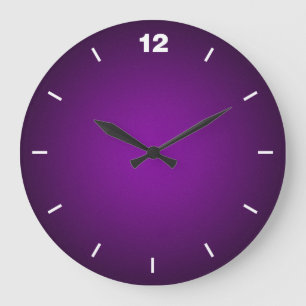 Grande Horloge Ronde Vignette mauve-noire