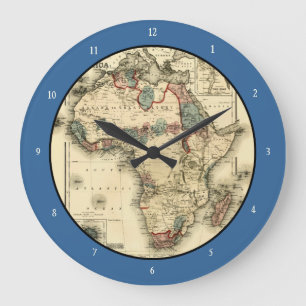 Grande Horloge Ronde Viintage 1874 Map of Africa  Antique African Print