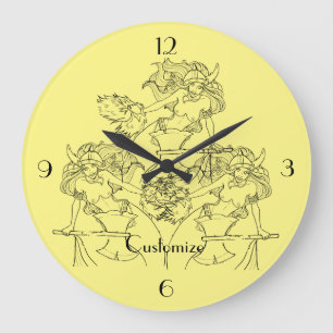 Grande Horloge Ronde Viking Mermaid Warrior Thunder_Cove