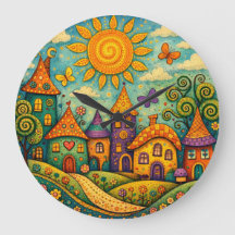 Village de Conte de Fées Fantaisiste sur Toile Col
