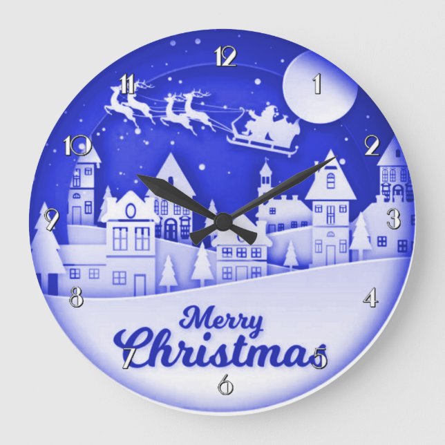 Grande Horloge Ronde Village de Merry Christmas (Recto)