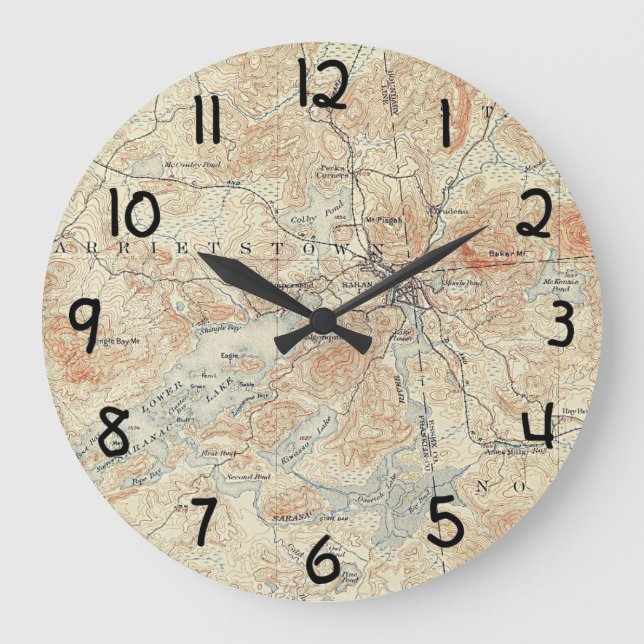 Grande Horloge Ronde Village et zone du lac Saranac à Adirondacks (Recto)