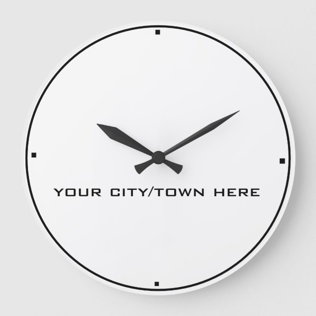 Grande Horloge Ronde Ville ou ville World Time Zone Noir et blanc (Recto)