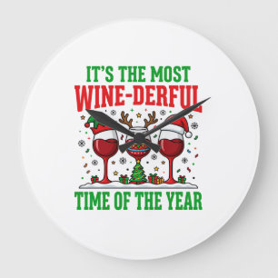 Grande Horloge Ronde Vin de Noël Merveilleux Design de Vin Rouge