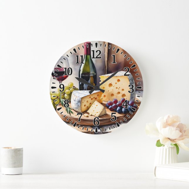 Grande Horloge Ronde Vin et Fromage (Maison)