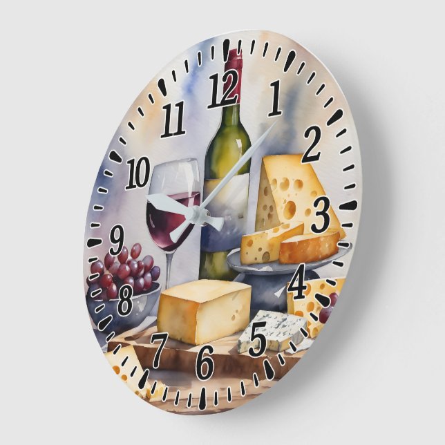 Grande Horloge Ronde Vin & Fromage (Angle)